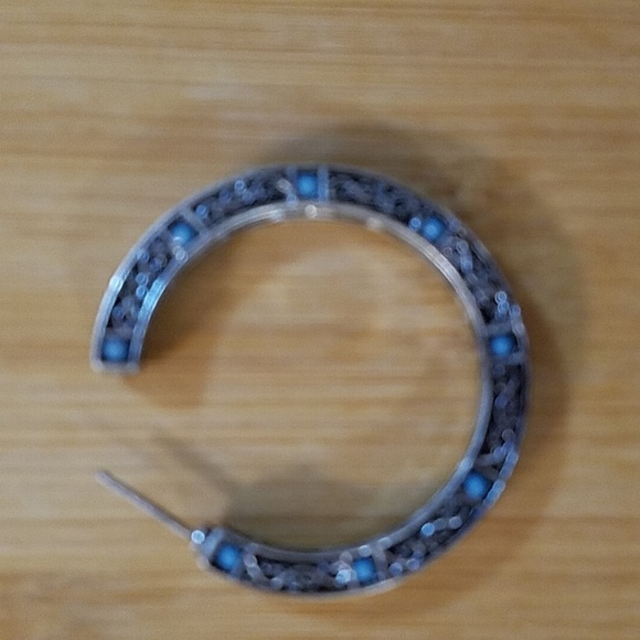 Red Camel Hoop Earrings Turquoise and Rhinestones Boho Hippie Girl 1.5" - Picture 10 of 10